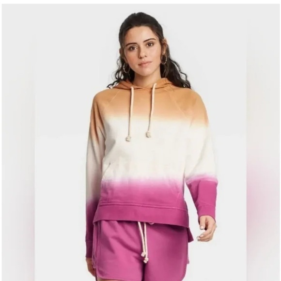 Universal Thread Tops - Universal Thread Plus Double Dip Dye Purple White Tan Sweatshirt Hoodie XXL